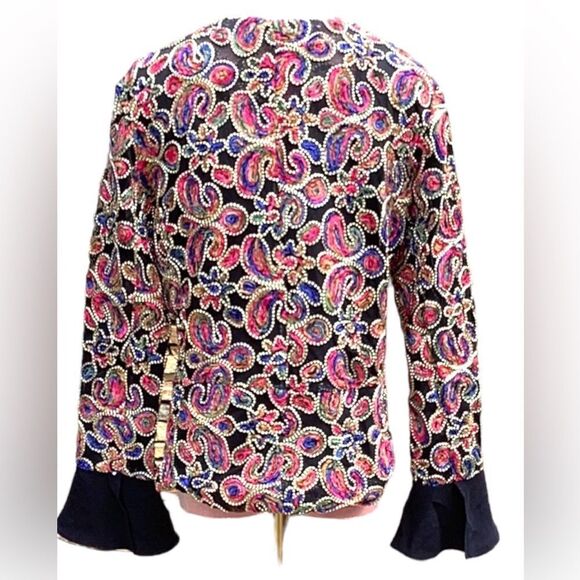 PARIS HUES NWT WOMENS MEDIUM JACKET COAT PAISLEY RIBBON DETAILING MEDIUM - Picture 4 of 11